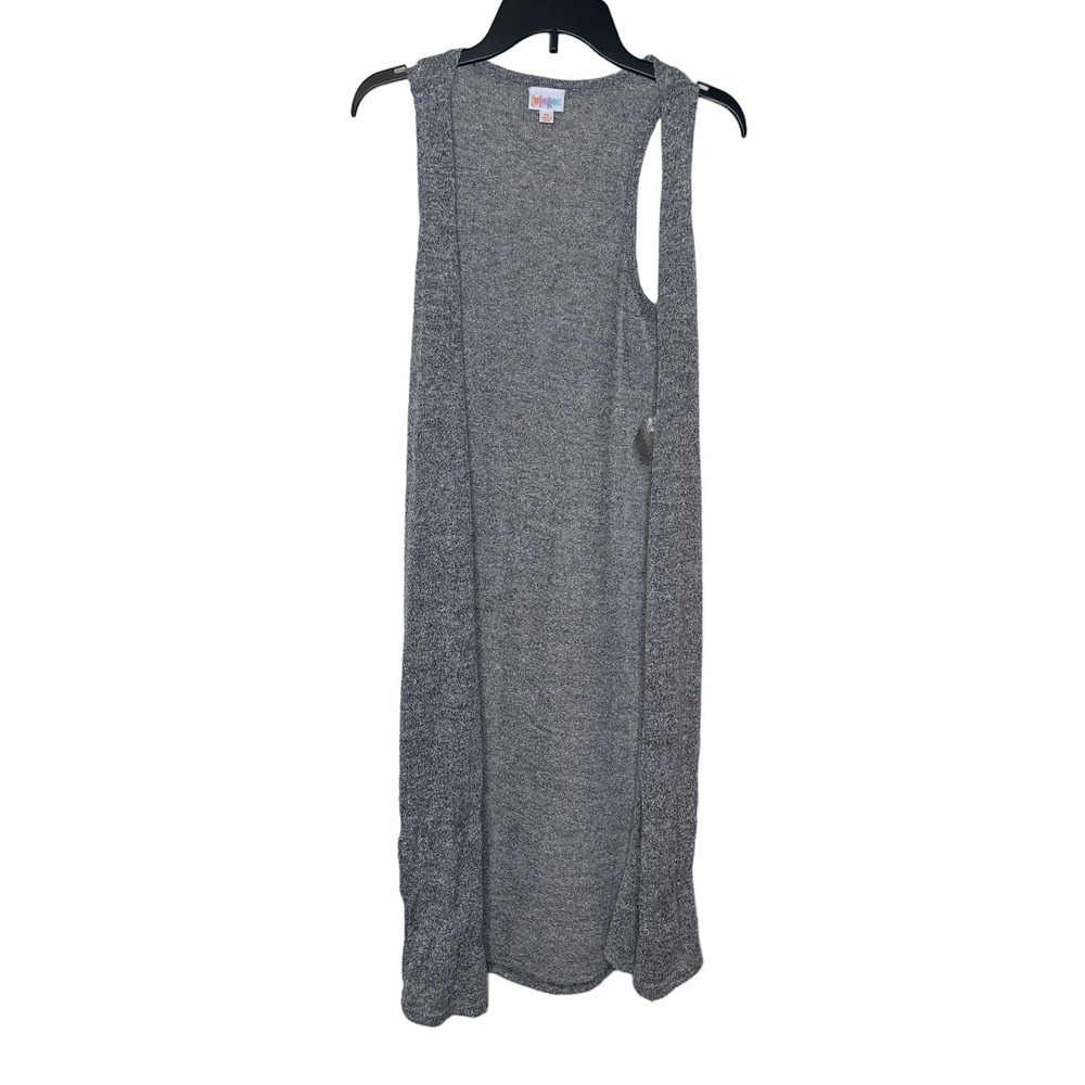 LulaRoe Women's Sweater‎ Open Long Duster Collarless Sleeveless Cardigan Gray XS